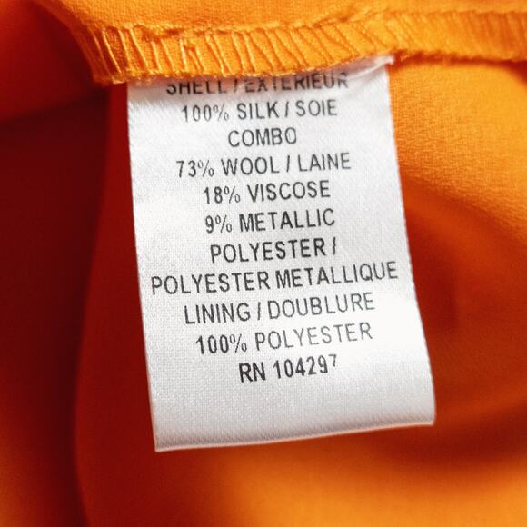 Milly Women’s Top Orange Chevron Sheer Beaded Neckline Lined Sleeveless Size 4 - Picture 9 of 10